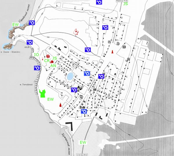 Map of Khuzir on Olkhon; Links to Photos of various sites are available as clickable areas on this map